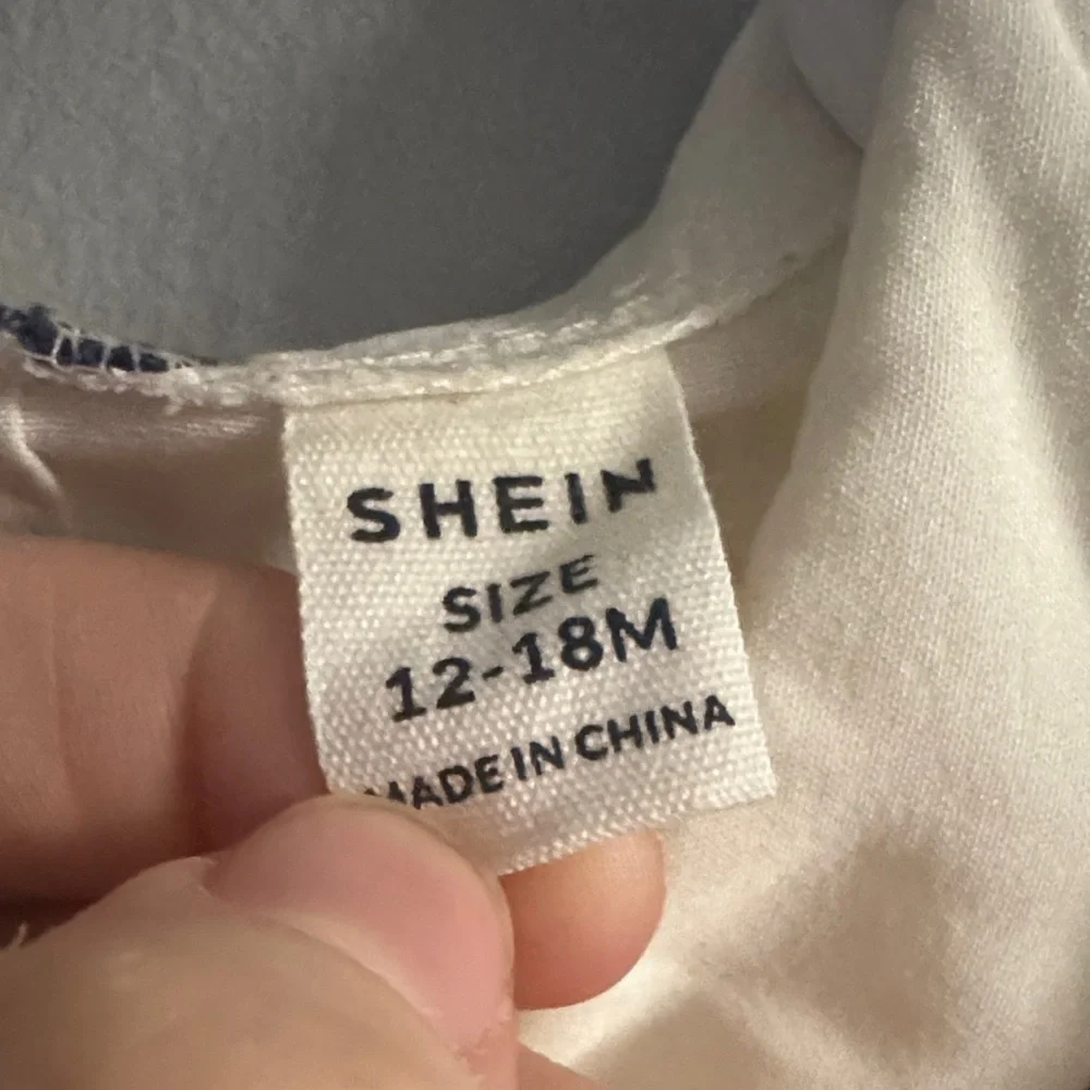 SHEIN Navy and White Pleated Kids Dress